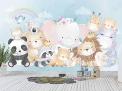 Fotomural OEDIM Infantil Animales Felices (Multicolor - 350x250cm - Vinilo)