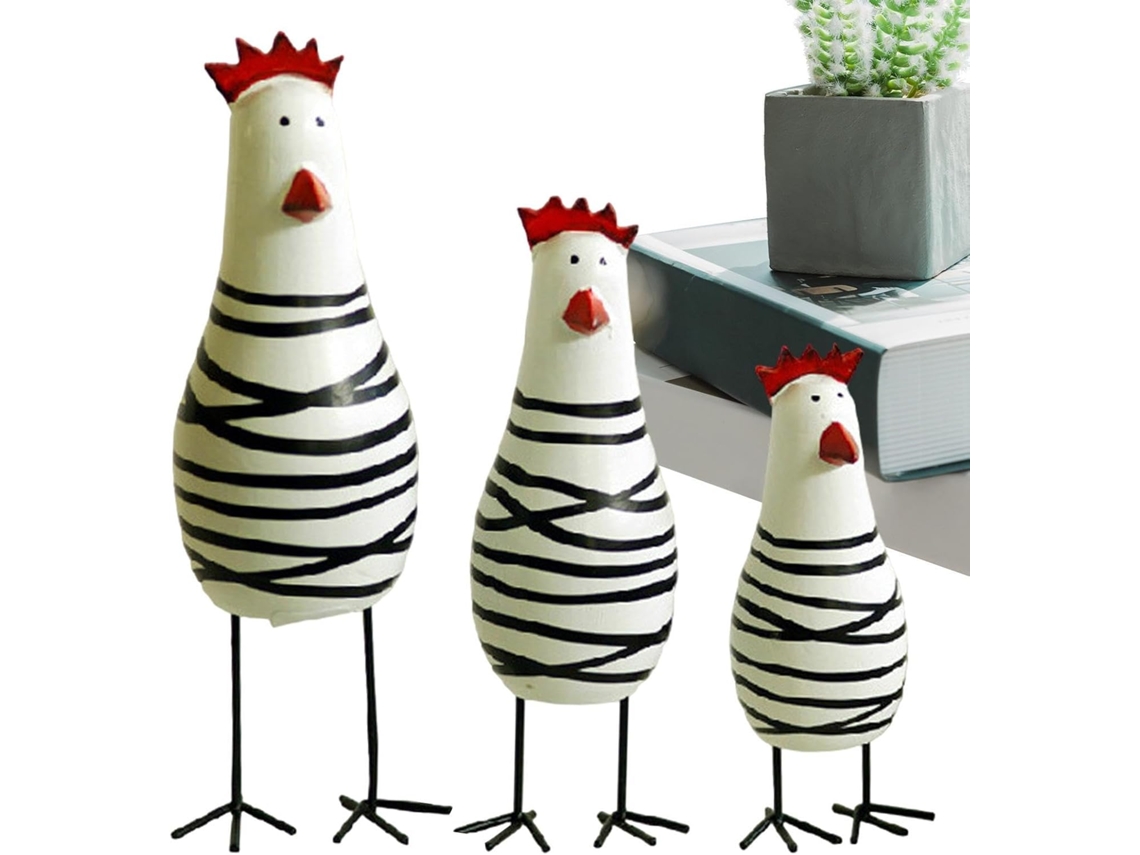 Gallo De Madera Pintado A Mano - Figuritas De Pollo, Adorno De Escritorio