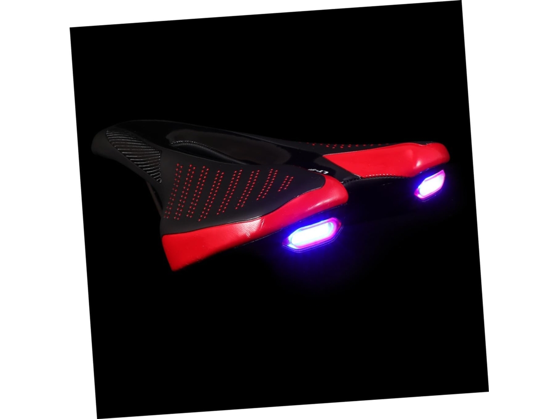 Sillín De Bicicleta Con Luz Led, Cómodo Y Antideslizante, Negro Y Rojo, Talla Única.