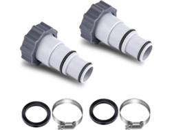 Adaptador de manguera de piscina de 32 a 38 mm con abrazadera para bombas roscadas. Compatible con Intex, reemplaza el adaptador de válvula de pistón.
