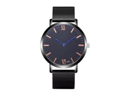 Reloj Hombre Zhoulianfa De Acero Con Correa De Malla Dial Negro Agujas Azules Cuarzo