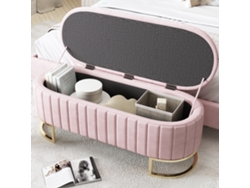Otomana/cama Convertible En Puf De Terciopelo Rosa, 120x40cm