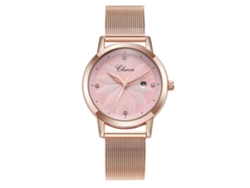 Reloj De Pulsera De Moda Para Mujer Con Correa De Malla Con Pedrería, Resistente Al Agua Hasta 30 M, Cuarzo Rosa.