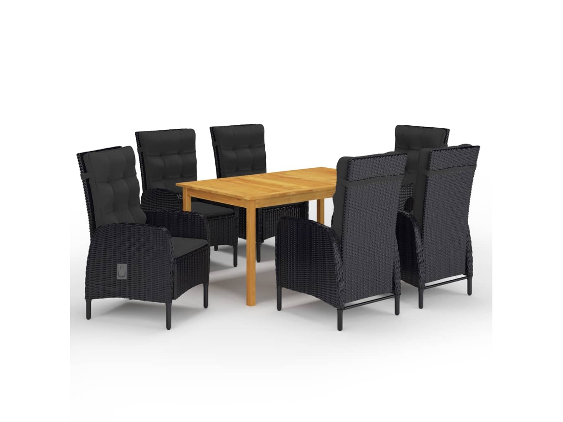 Juego de comedor de jardín de 7 piezas DKD Home Decor en negro