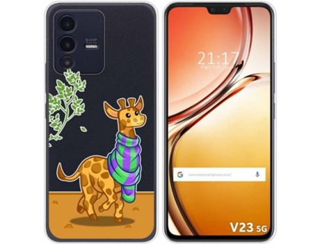 Carcasa para Vivo V23 5G TUMUNDOSMARTPHONE Dibujos Transparente Jirafa Multicolor