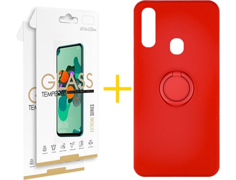 Carcasa + 2 Protectores de Pantalla para Samsung Galaxy A20e SKYHE Rojo