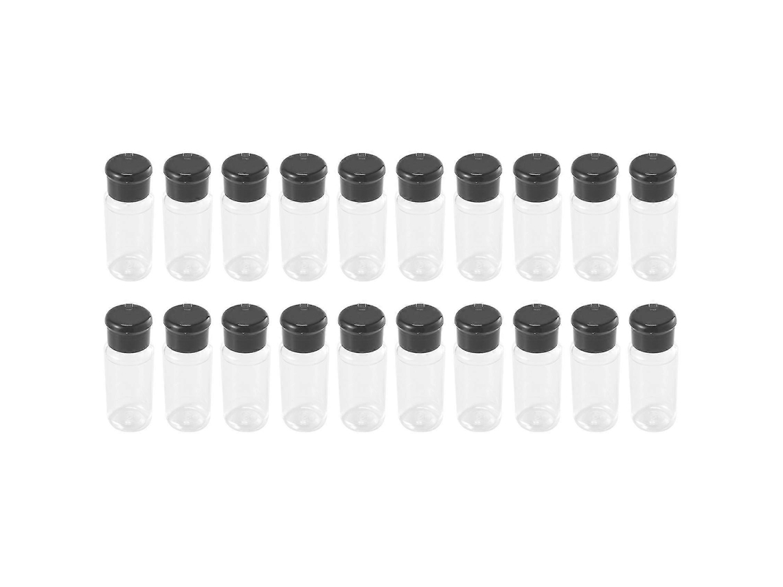 20pcs/set Frascos Condimentos 100ml Negro Transparente Plastico Tapa Giratoria 3.7x10cm