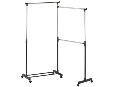 Perchero de Pie Doble de Metal con Ruedas 80x41x90-155 cm TIENDA EURASIA