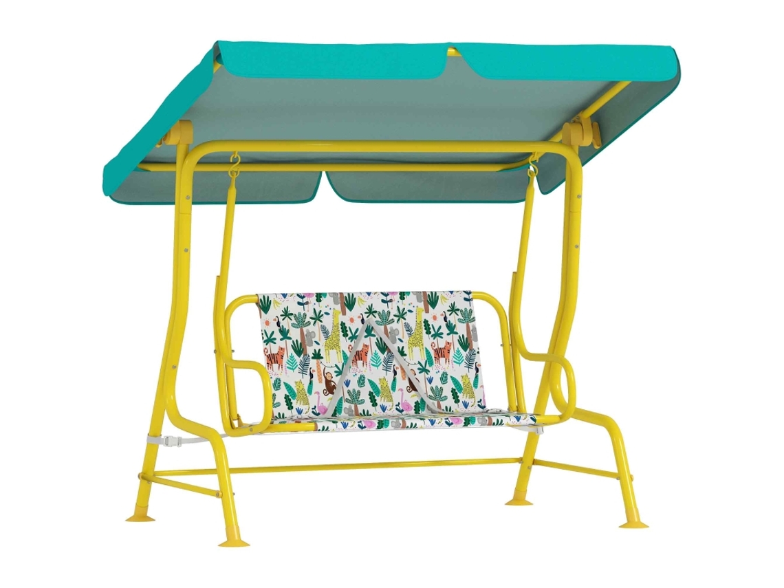 Columpio Hollywood, 2 Plazas, Toldo Ajustable, Arnés, 3-6 Años, 60 Kg, Verde, 112x75x120cm