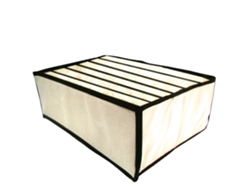 Organizador multiusos con 6 compartimentos, 34 x 30 x 10 cm. Resistente a olores y transpirable.