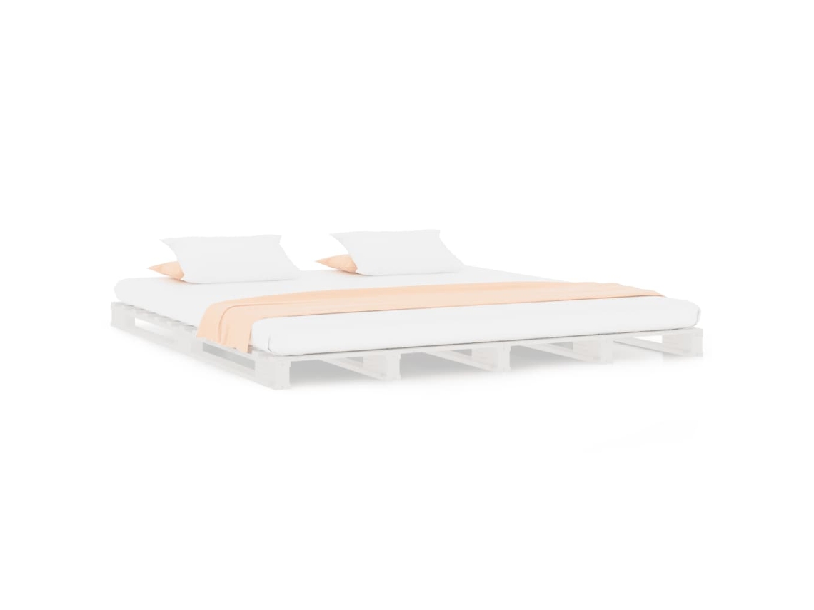 Maison Exclusive - Cama De Palets De Madera Maciza De Pino Blanca 200x200 Cm