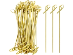 2026altiro-100 Brochetas De Bambú Anudadas Ecológicas, De 9 Cm, Para Barbacoas, Fiestas, Cócteles Y Aperitivos.