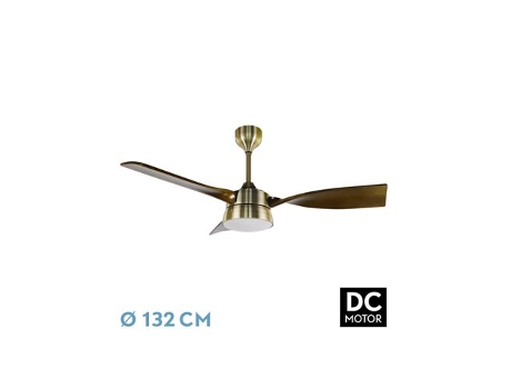 Ventilador DC Estio 24W Cuero/Roble 3 Aspas FABRILAMP