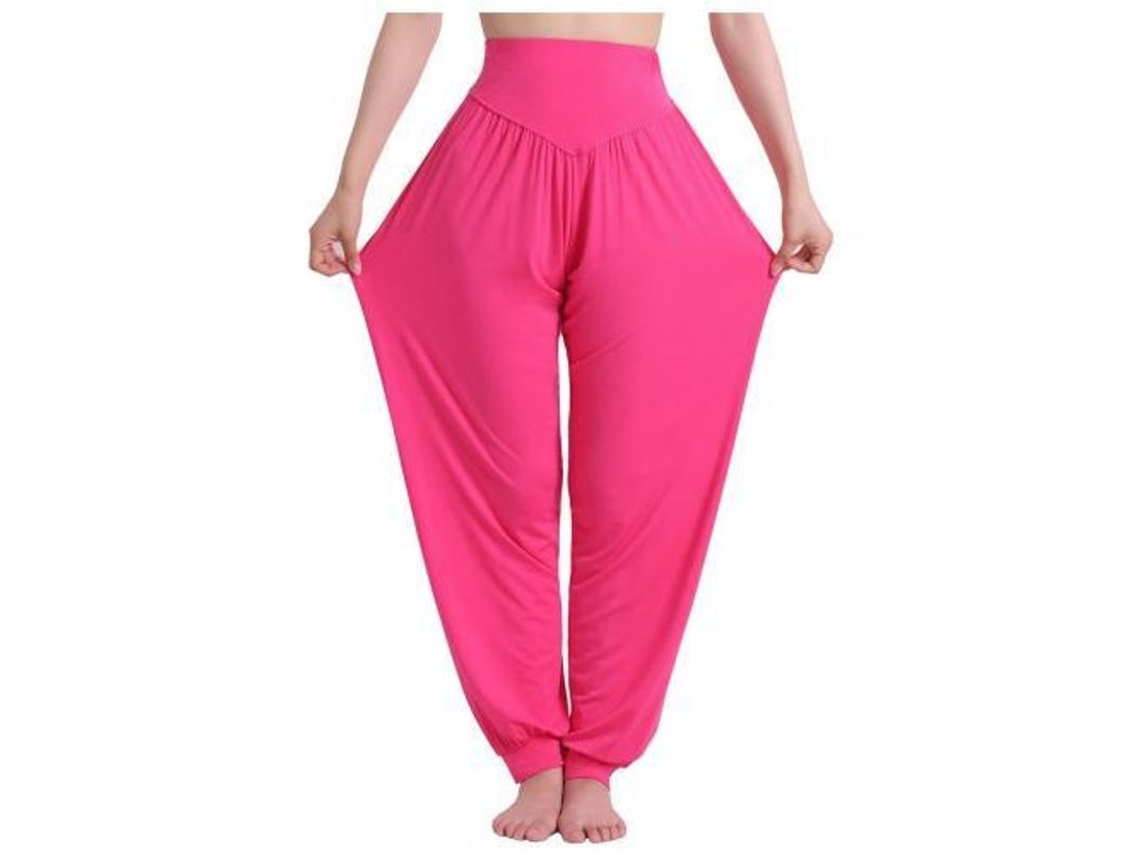 2026-pantalones Harem De Yoga Para Mujer Hippie Boho Verano Baggy Joggers Elásticos De Talla Grande L Rosa Roja