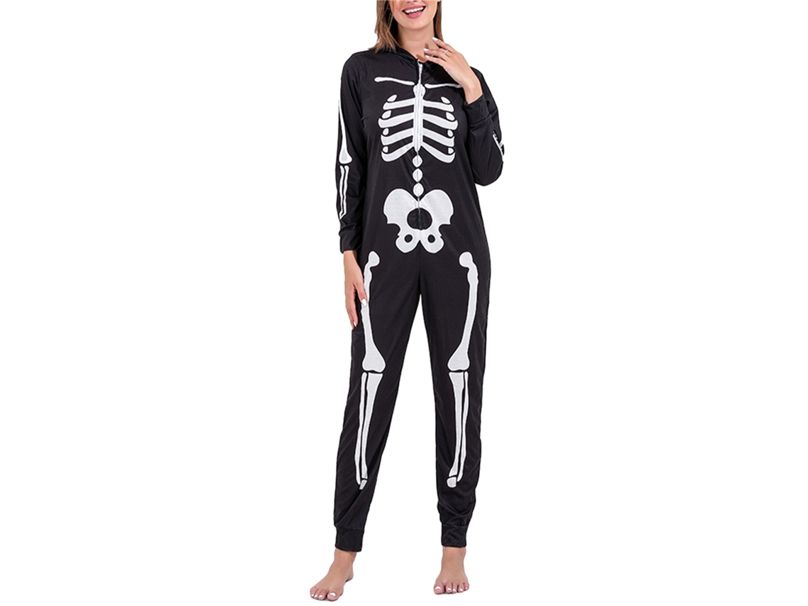 2026altiro-pijamas Familiares De Halloween Con Estampado De Esqueleto, Monopieza Para Fiesta, Negro, Mujer Talla Xl