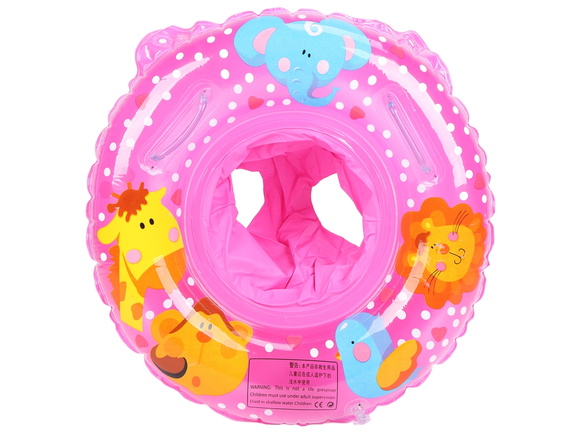 Flotador Hinchable Con Asiento Para Bebés De 6 A 36 Meses, Estampado De Animales De Dibujos Animados, Rojo Y Rosa.