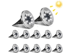 Foco exterior, 8 luces LED blancas frías mejoradas para patio, luces solares con encendido y apagado automático, fácil de usar.