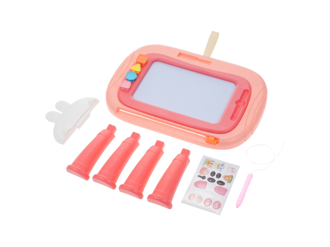 Pizarra Magnética Para Dibujar, Bloc Borrable Con 4 Sellos, Juguete Educativo Para Niños Pequeños, Rosa.