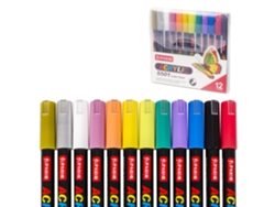 Marcadores Upai con tinta acrílica base agua. 12 unidades con minas de punta de 0,7 a 1 mm.