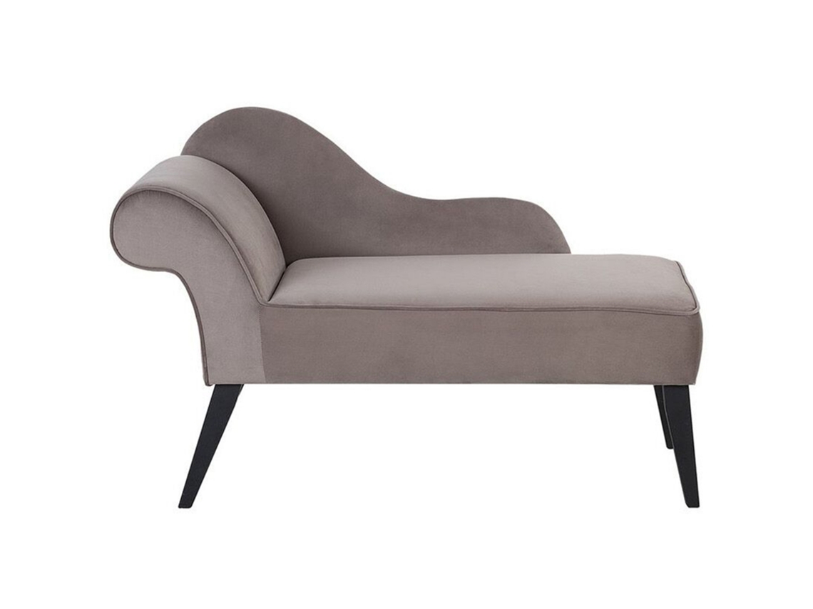 Chaise longue izquierdo BELIANI Biarritz de Terciopelo Gris 118x60x77