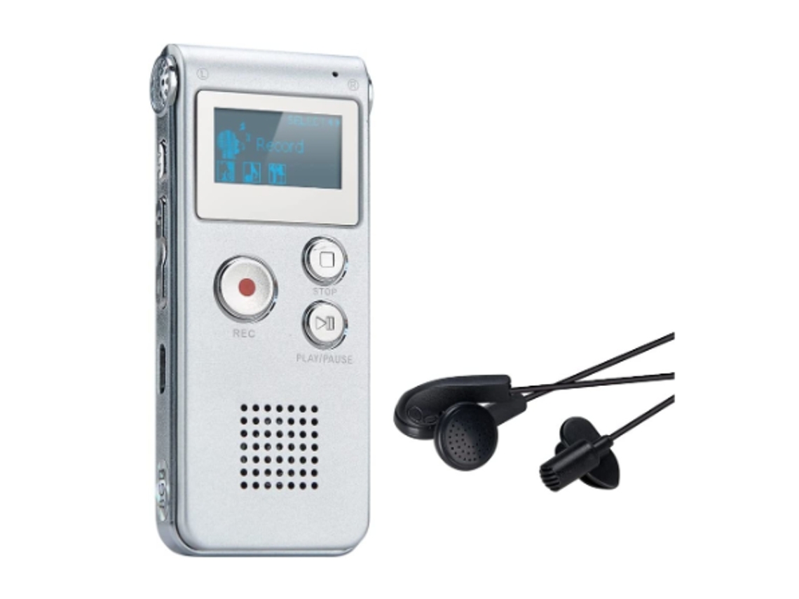 Grabadora de voz portátil, grabadora de audio digital, dictáfono, reproductor MP3, 8 GB, Yizhood (plateada)