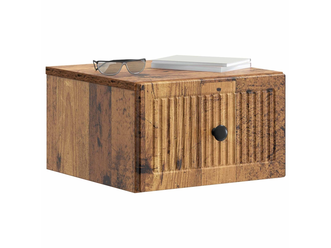 Maison Exclusive - Mesita De Noche De Pared Con Cajón 2 Pcs Madera Envejecida