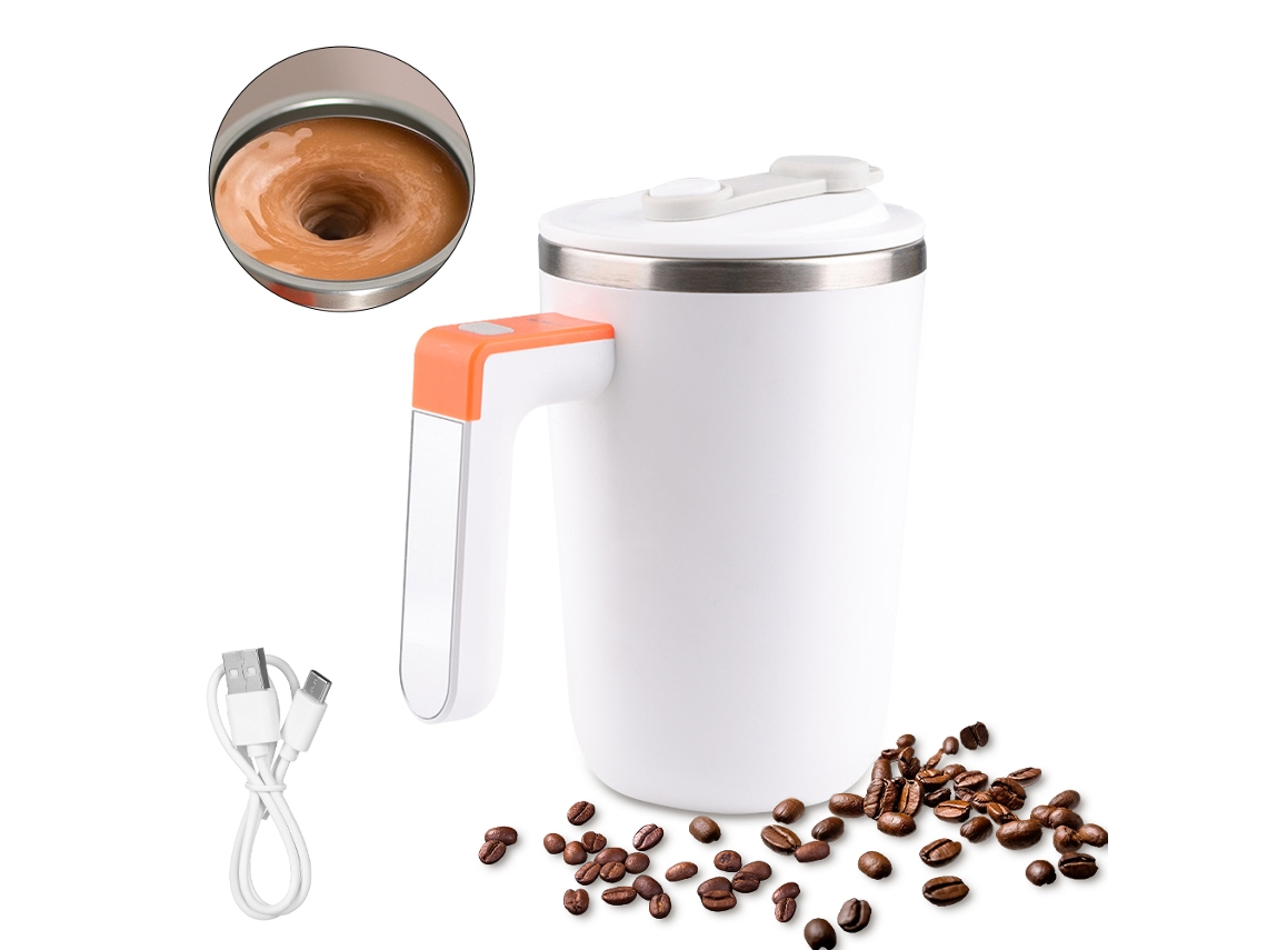 Taza Magnética Recargable Con Agitador Automático, De Acero Inoxidable 304 Con Tapa, Para Café, Té Y Leche (300 Ml).