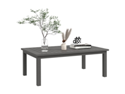 Mesa de jardín con tablero de listones, 100x60x37 cm, para interior/exterior, aluminio, marrón.