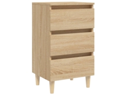 Mesita de Noche Patas de Madera 40X35X69Cm Roble Sonoma
