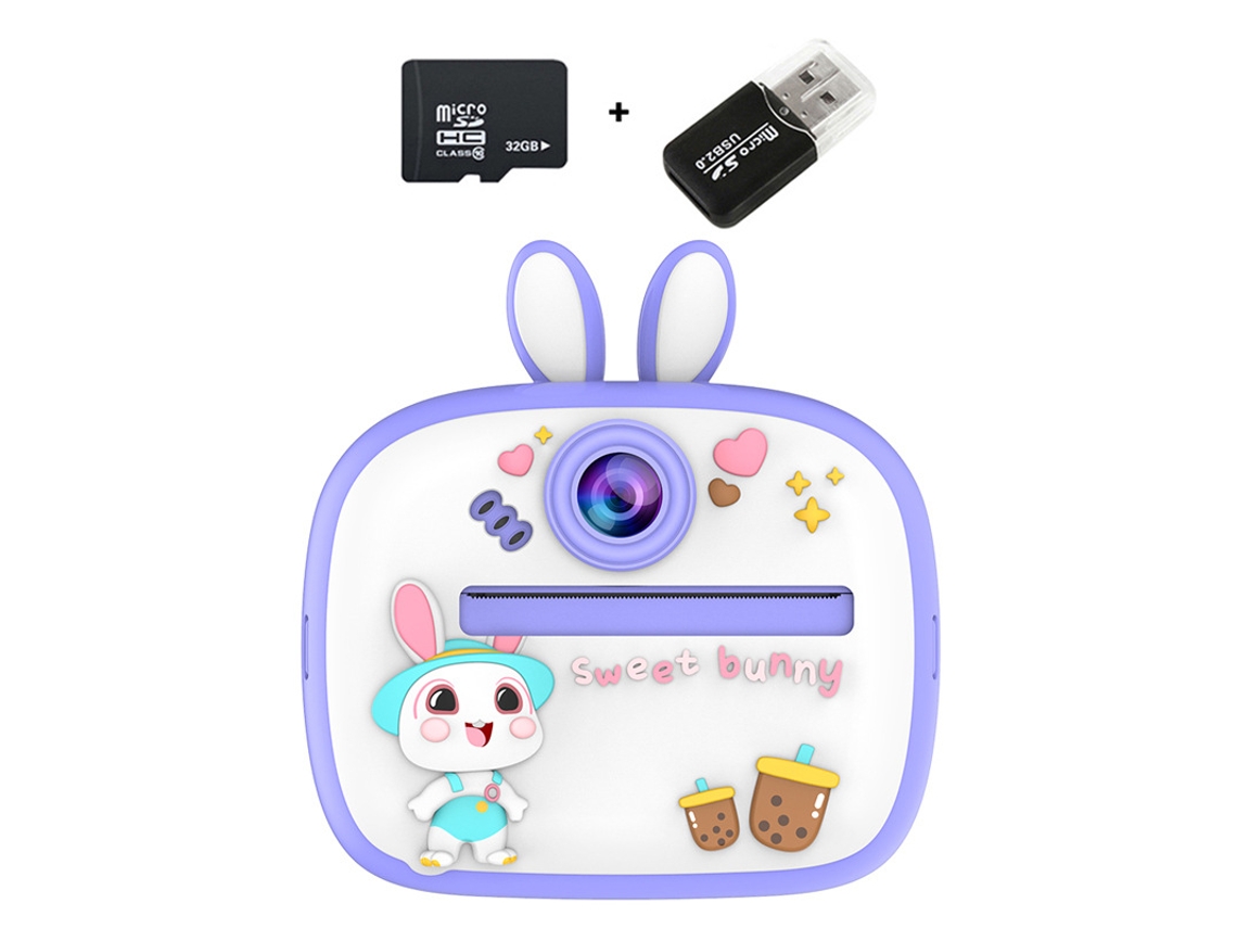 Cámara instantánea Chrui HD 1080p de 48 MP con pantalla IPS de 2,4 pulgadas y tarjeta de memoria de 32 GB (Purple Rabbit)