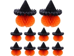 2026-10 Decoraciones De Calabaza En Honeycomb Para Fiesta De Halloween Y Niños