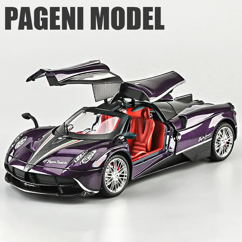 (morado) Coche De Juguete Modelo Supercar De Aleación A Escala 1:18, De Metal Fundido A Presión, Con Sonido Y Luz.