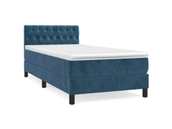 Maison Exclusive - Cama Box Spring Con Colchón Terciopelo Azul Oscuro 90x190 Cm