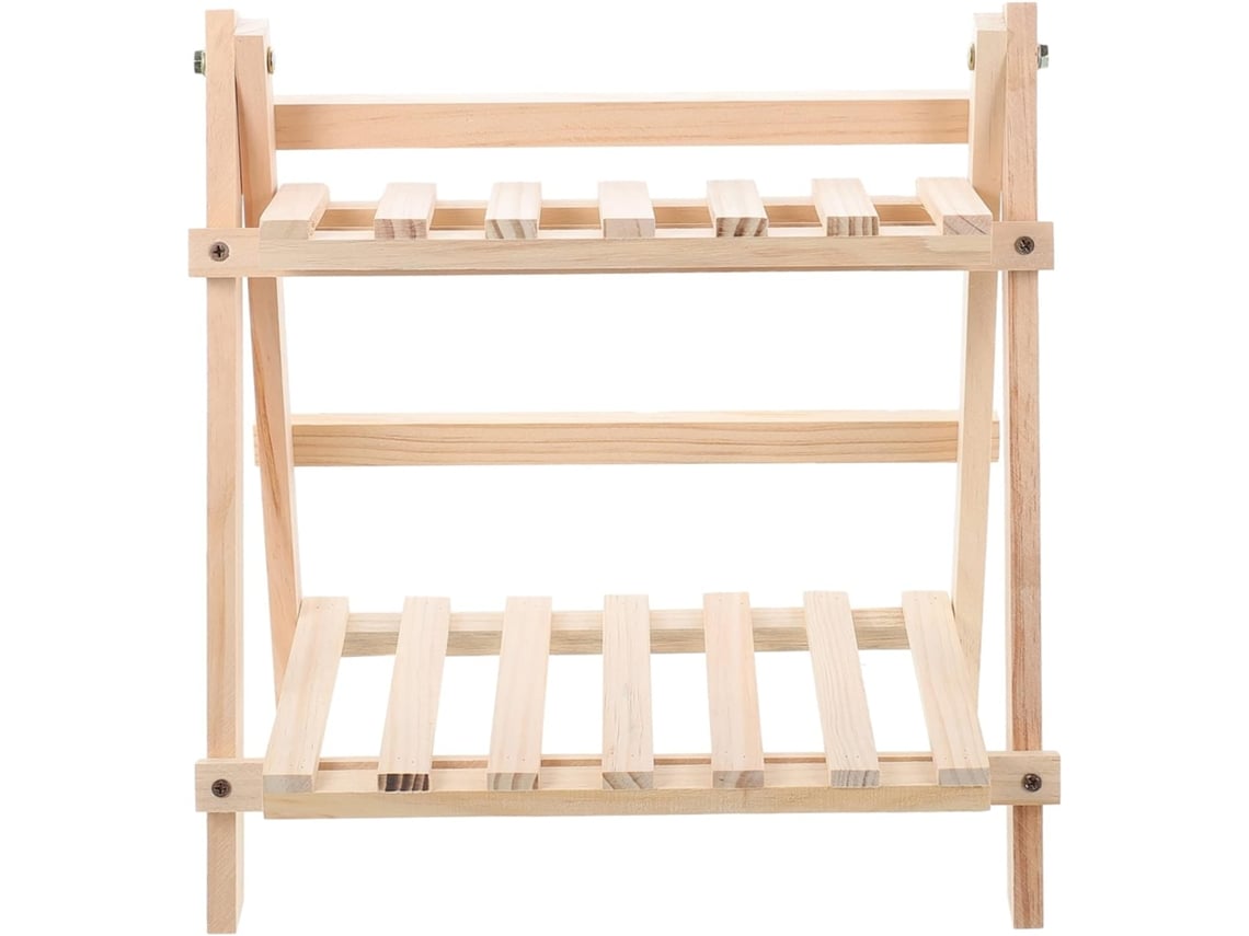 Estantería De Escritorio Plegable De Madera Con Doble Soporte, Multifuncional Para Cosméticos.