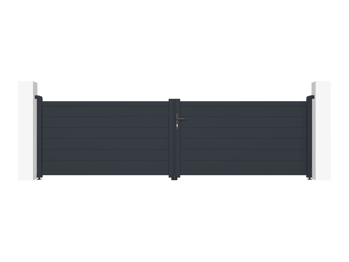 Puerta batiente de aluminio soldado EIGER 4m H.115cm gris