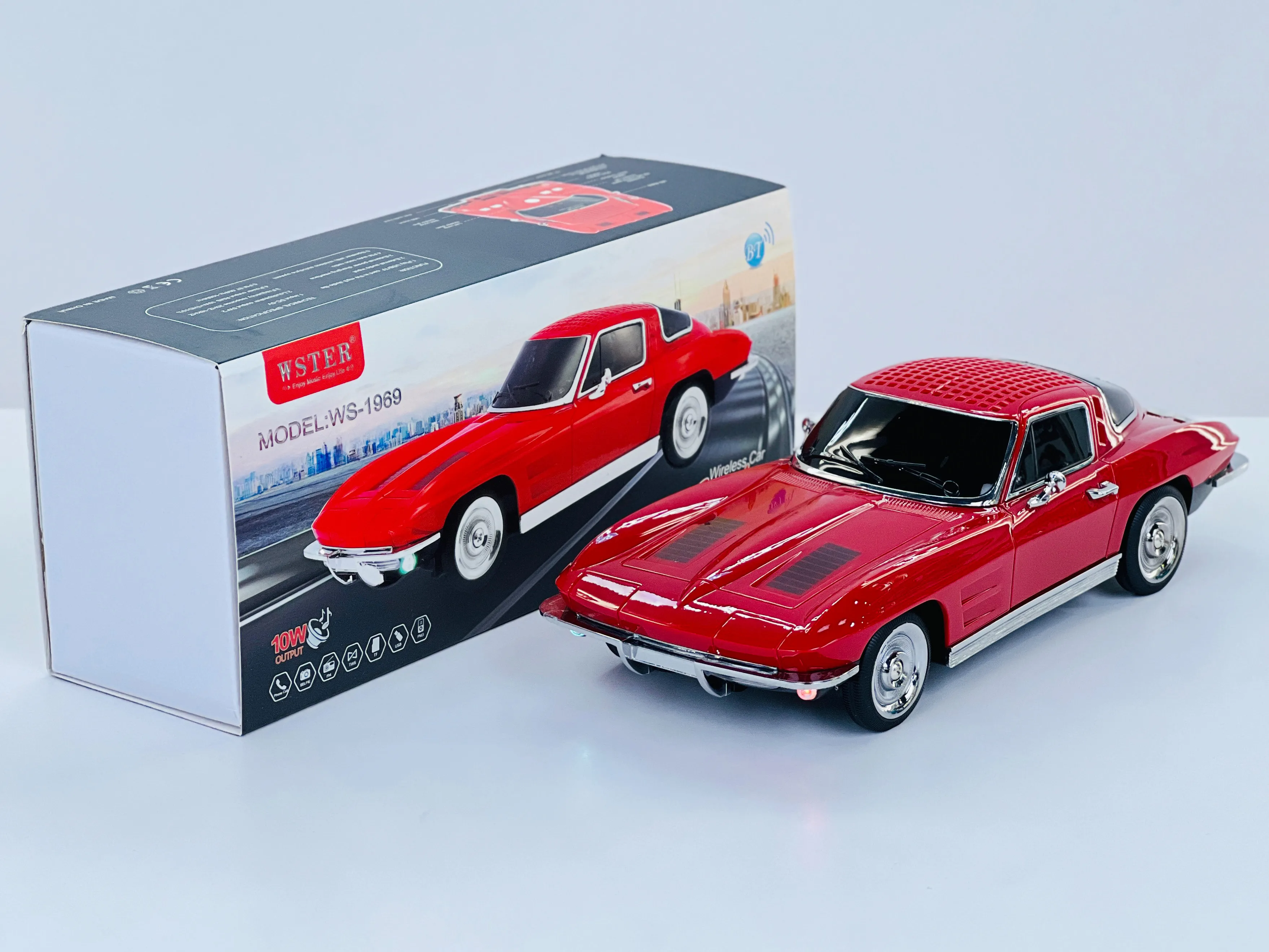 (rojo) Altavoz Bluetooth Con Forma De Coche Deportivo, Compatible Con Tarjeta Tf, Usb, Fm, Aux, Manos Libres Y Tws.