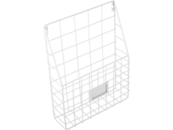 Estantería de pared con estructura de alambre de hierro blanco, decorativa, para almacenamiento, revistas y archivadores, oficina GOKOCO