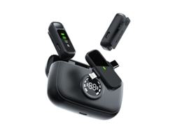 Micrófono De Solapa 2 En 1 Con Reducción De Ruido Inalámbrica Para Entrevistas En Vivo Y Vlogs Compatible Con Android Y Apple (Negro) CUICH