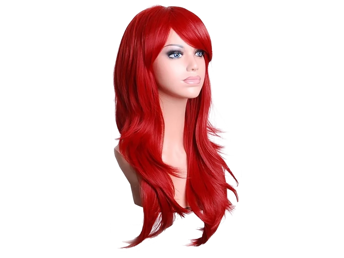 Pelo Largo Rizado Rojo Para Fiestas De Cosplay