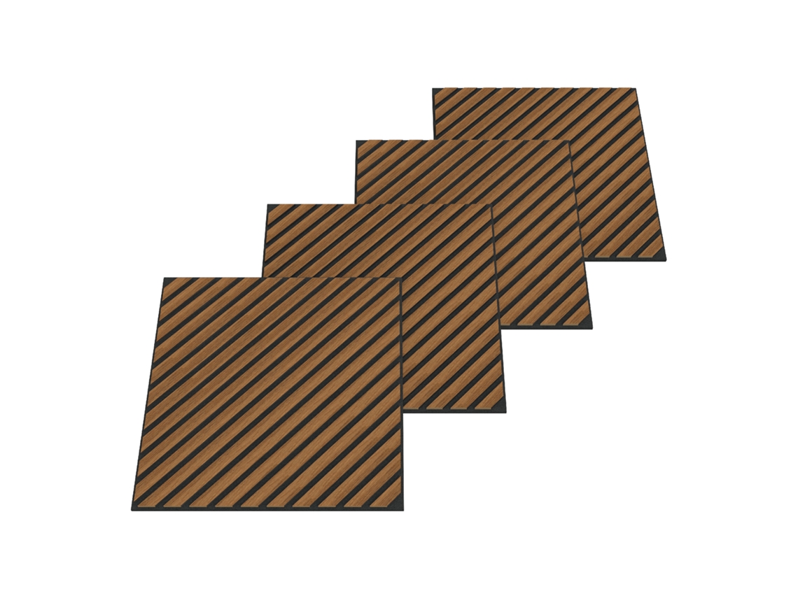 Conjunto de 12 paneles acústicos Vang 3D, 4,32 m², lamas diagonales - Teca Neu.holz