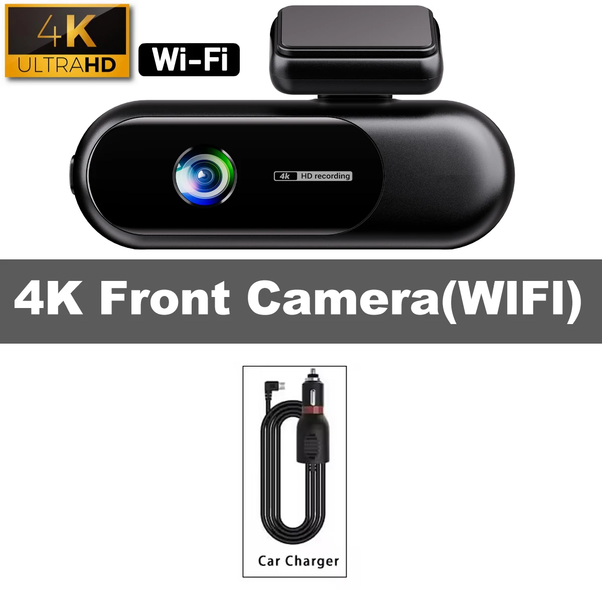Cámara de salpicadero con Wi-Fi y doble pantalla 4K+1080p (cámara frontal 4K sin tarjeta SD).