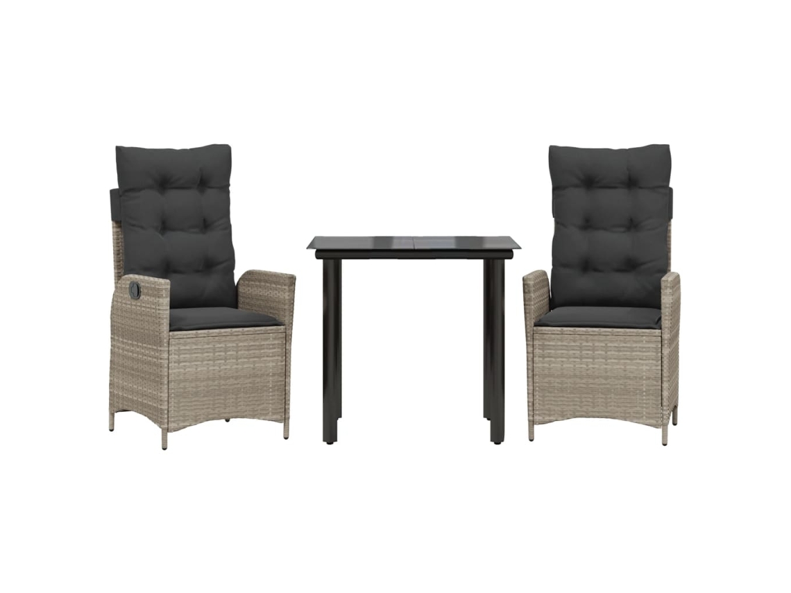 Maison Exclusive - Set Comedor De Jardín 3 Pzas Cojines Ratán Sintético Gris Claro