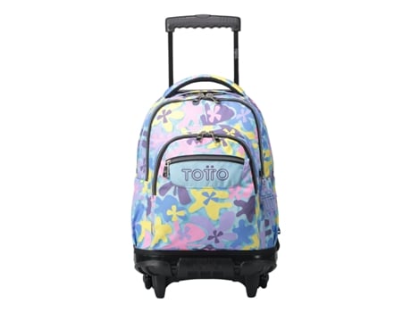 Mochila Escolar Con Ruedas Flores Hawaianas Renglones TOTTO