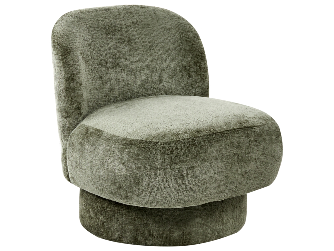 Sillón Giratorio Beliani Aylo De Chenilla Verde 60x70x65