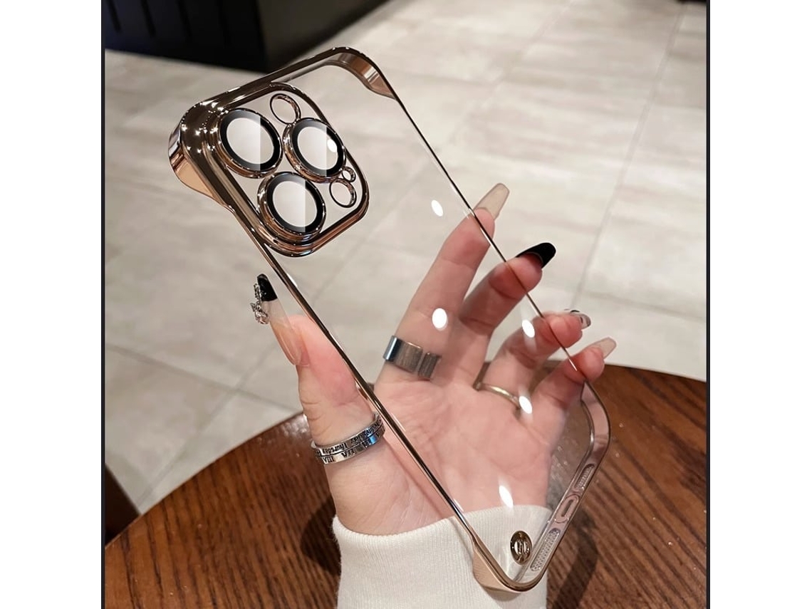 (hola Iphone 17 Dorado) Funda Para Iphone Apple Sin Marco Con Acabado Galvanizado - Resistente A Caídas Y Polvo