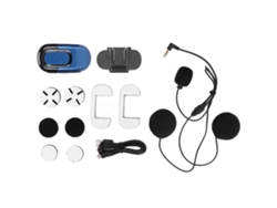 Auriculares Para Casco De Motocicleta Con Intercomunicador Bluetooth 5.0, Batería De 1100 Mah, Desmontables, Color Azul.