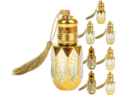 De 8 Frascos De Perfume De Vidro Recarregáveis, 6ml, Acabamento Dourado, Vazios E Reutilizáveis.