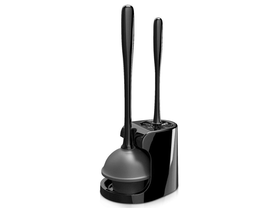 2026-set De Plunger Y Cepillo De Inodoro Para Limpieza De Baño, Negro, 1 Set