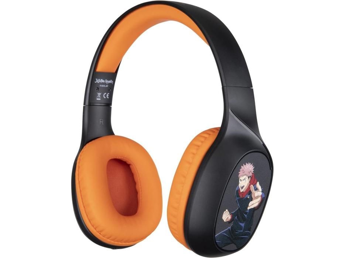 Auriculares Bluetooth Konix Jujutsu Kaisen (30 horas de duración de la batería, cable jack de 3,5 mm, color naranja)