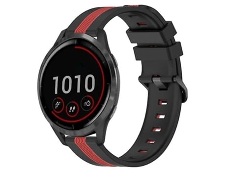 Correa De Reloj Inteligente Para Garmin Vivoactive 4, Banda De Reloj De Silicona Vertical De Dos Colores, Negro Y Rojo, 22Mm VENISYMLIS